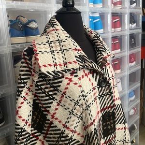 Vintage feel cream & black plaid cape